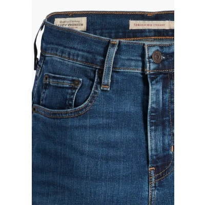 Image of Levi&#039;s Women&#039;s 724 High Rise Straight Jeans, Blue Wave Dark, 28W / 32L