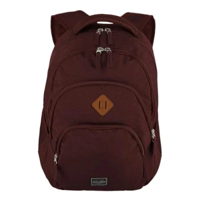 Image of travelite Unisex Basics Rucksack Melange Backpack (pack of 1), Bordeaux (Weinrot), One Size,