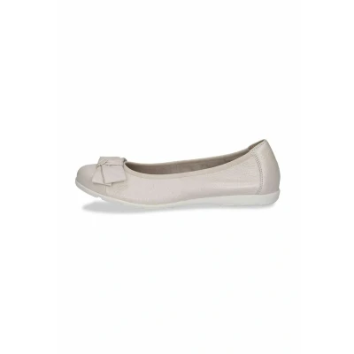 Image of CAPRICE Damen Ballerinas aus Leder mit Schleife, Cremefarben (Pearl Perl Dee), 42 EU