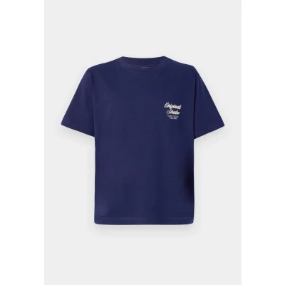 Image of Jack &amp; Jones Jornorrebro TYPO TEE CREW NECK Print Tshirt, Men&#039;s, Size: Small, Ocean cavern