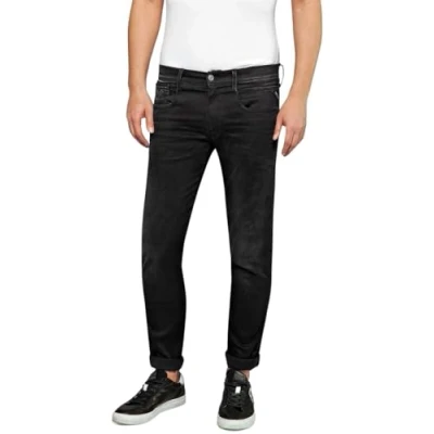 Image of Replay Men&#039;s Anbass Slim Fit Hyperflex Cloud Stretch Jeans, Black 098, 36W / 36L