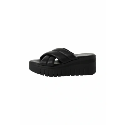 Image of Tamaris Women&#039;s Wedge Heel Mules, Black (Black Leather), 5.5 UK