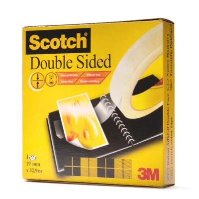 Image of Scotch Double Sided Tape, 1 Roll, 19 mm x 33 m Clear Sticky Strong, Long Lasting, and Photo Safe
