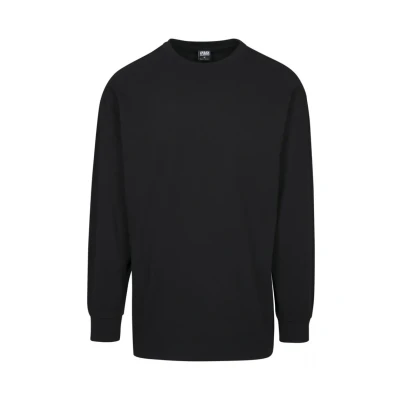 Image of Urban Classics Men&#039;s Boxy Heavy Long sleeved Shirt Longsleeve T, Black (Black 00007), S