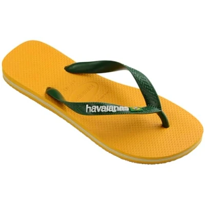Image of Havaianas Brasil LOGO Unisex Tbar sandals, Size: 7/7.5, Pop yellow Synthetics