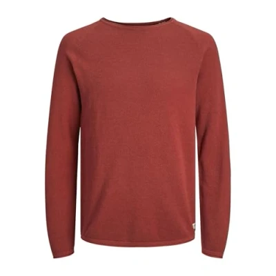 Image of Jack &amp; Jones Jjehill CREW NECK Jumper, Men&#039;s, Size: Small, Red ochre