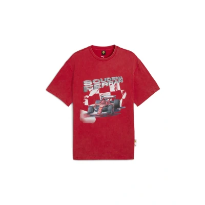 Image of Puma Scuderia Ferrari Graphic Print Tshirt, Men&#039;s, Size: Small, Rosso corsa