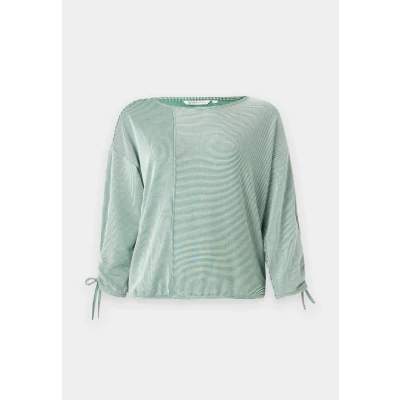 Image of TOM Tailor Denim Structured Stripe Long sleeved top, Women&#039;s, Size: XS, Green/white