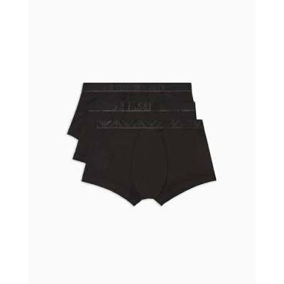 Image of EMPORIO ARMANI Man Shiny Logoband Pack 3 Trunk Black XXL, Black/Black/Black, XX Large