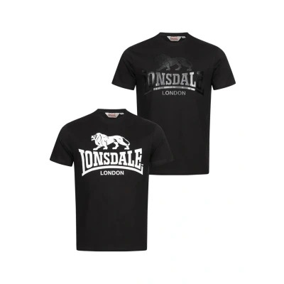 Image of Lonsdale Normale Passform TWO PACK Kelso Print Tshirt, Men&#039;s, Size: 3XL, black