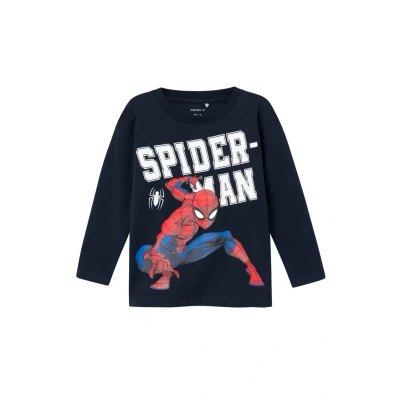 Image of Name it Nmmnaza Spiderman Long sleeved top for kids, Size: 1 1.5y, Dark sapphire