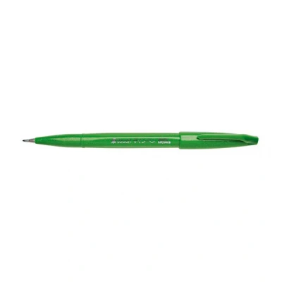 Image of Pentel SES15C D felt tip pen with flexible brush like green