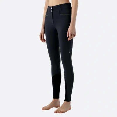 Image of Equiline Ladies Crystalek Breeches High Rise Knee Grip Black UK8 Horse &amp; Equestrian Riding