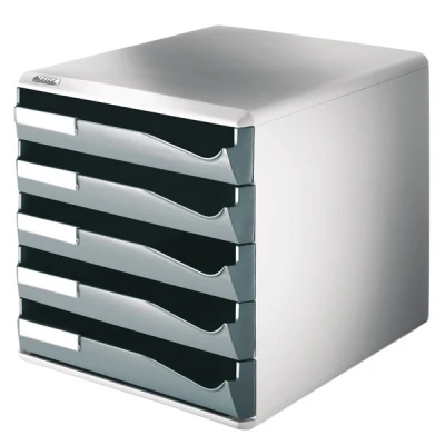 Image of Leitz 5 A4 Drawer Cabinet, Organiser, Post Set, Dark Grey