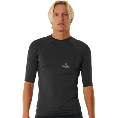 Image of Rip Curl Stack Rash vest, Men&#039;s, Size: XL, Washed black