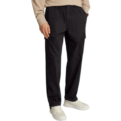 Image of Calvin Klein Men’s Straight Leg Regular Fit Long Cargo Trousers, Black (Ck Black), 34W / 32L