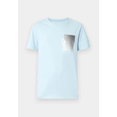 Image of TOM Tailor Denim Printed Print Tshirt, Men&#039;s, Size: XS, Light blue grey