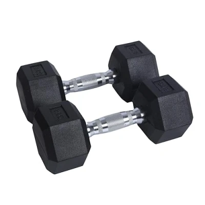 Image of Endless Pair of 8 kg (2 x 17.6 lb) Hexagon Rubber Coated Dumbbell Black Material: Iron and Perfect for Bodybuilding, Fitness, Weight Lifting Training at Home or Gym
