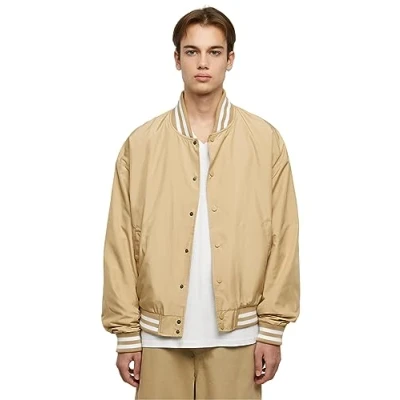 Image of Urban Classics College Bomber Jacket, Men&#039;s, Size: 3XL, Unionbeige