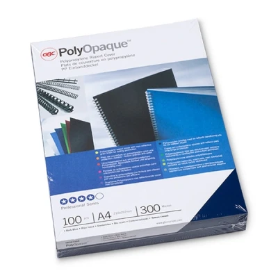 Image of GBC PolyOpaque Binding Covers A4 300 micron Dark Blue (100 Pack)