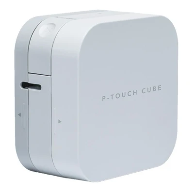 Image of BROTHER PT P300BT Label Maker, Bluetooth, P Touch &#039;CUBE&#039; Printer, Portable, Up to 12mm Labels, Includes Black on White Tape Cassette
