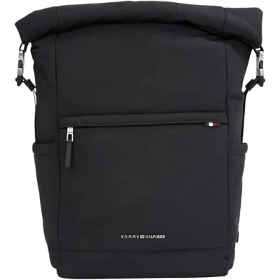 Image of Tommy Hilfiger Men&#039;s Th Signature Rolltop Backpack Am0am12221, One Size, Black (Black), Size