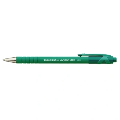 Image of Paper Mate Flexgrip Ultra Retractable Ballpoint Pen Medium Tip (1.0mm) Green Box of 12