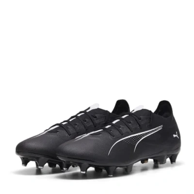 Image of Puma Ultra 5 Match MXSG Screwin stud football boots, Size: 8.5, Black white Synthetics/textile
