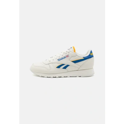Image of Reebok Unisex Classic Leather Trainers, Chalk Vecblu Cogold, 4.5 UK