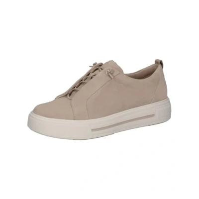 Image of CAPRICE Women&#039;s Platform Trainers Leather Low Top, Sand suede, 4.5 UK