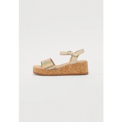 Image of TOM Tailor Wedge sandals, Women&#039;s, Size: 390, Cream/multi coloured shoes