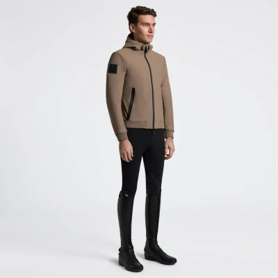 Image of Cavalleria Toscana Mens Thermal Hooded Performance Coat Walnut Medium Tan Coats Horse &amp; Equestrian