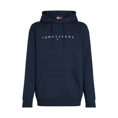 Image of Tommy Jeans Linear LOGO Hoodie Sweatshirt, Men&#039;s, Size: 44, Dark night navy