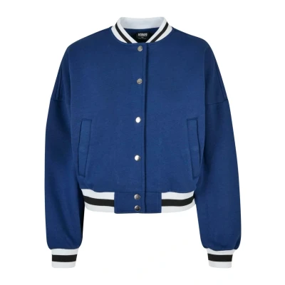 Image of Urban Classics Oversized College Sweat Bomber Jacket, Women&#039;s, Size: 3XL, Spaceblue