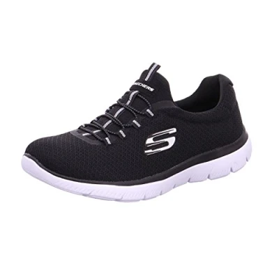 Image of Skechers Women&#039;s Summits Sneaker, Black White Car, 2.5 UK