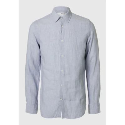 Image of Selected Homme Regkylian Shirt, Men&#039;s, Size: XL, Blue fog detailw white