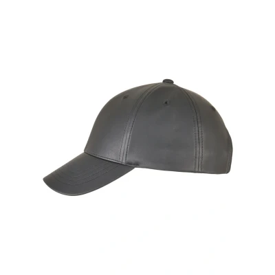 Image of Flexfit Synthetic Leather Alpha Shape Dad Cap Baseball, Black, One Size, Size