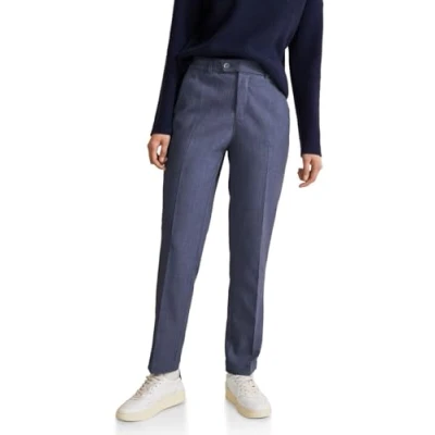 Image of STREET ONE Women&#039;s Chino Trousers High Waist, Original Blue, 36 W / 30 L, 36W 30L