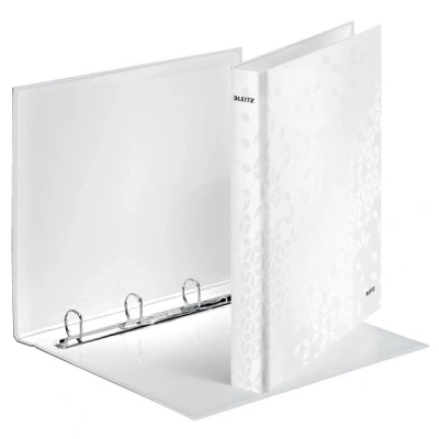 Image of Leitz 4 Ring Binder, Holds up to 190 Sheets, Wow Range, 25 mm Spine, 42420001 A4, White