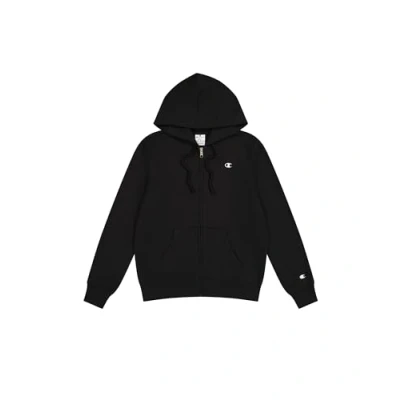 Image of Champion Basic Hooded FULL ZIP Zipup sweatshirt, Women&#039;s, Size: XS, Black