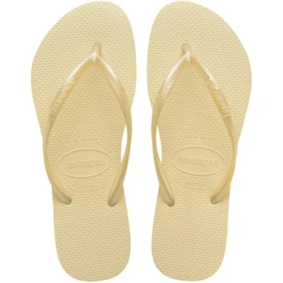 Image of Havaianas SLIM Tbar sandals, Women&#039;s, Size: 7/7.5, Buttercream Synthetics