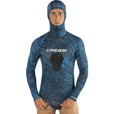 Image of Cressi Unisex Hunter Hooded Rush Guard Top Rash Tee for Watersports
