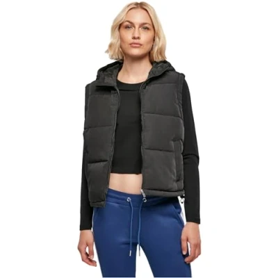 Image of Urban Classics Women&#039;s Ladies Recycled Twill Puffer Vest, black, M