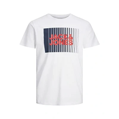 Image of JACK &amp; JONES Boy&#039;s Jjecorp Logo Tee Play Ss O Neck Noos Jnr T Shirt, White, 140
