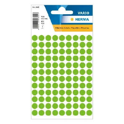Image of HERMA Dot Stickers Light Green, 540 Labels, Ø 8 mm, 108 Labels per Sheet, Self Adhesive Round Colour Stickers, Blank Marking Dots, Sticky Circle for Color Coding Calendar