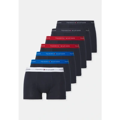 Image of Tommy Hilfiger Trunk 7 PACK Pants, Men&#039;s, Size: Small, White/vib indigo/dark mag/des sky