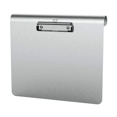 Image of MAUL MAULmedic clipboard for Hanging, Writing Board, DIN A4 Landscape, anodised Aluminium/Stainless Steel, Plate Thickness 0.12 cm, clamp Width 0.8 Silver