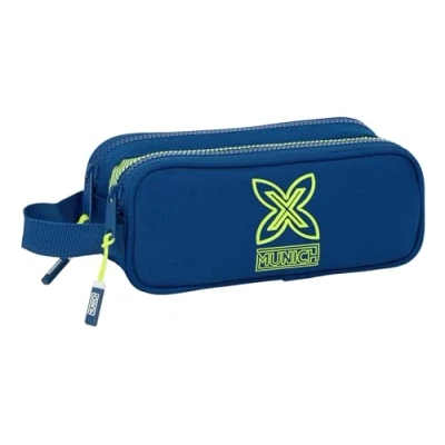 Image of Safta Munich North Double Child&#039;s Pencil Case, Children&#039;s Ideal for School Age Children, Comfortable and Versatile, Quality Resistance, 21 x 6 8 cm, Navy, M, Casual,