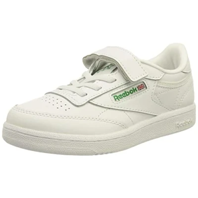 Image of Reebok Classic CLUB C Unisex Trainers for kids, Size: 13.5K, White/glen green/vector blue Leather and textile
