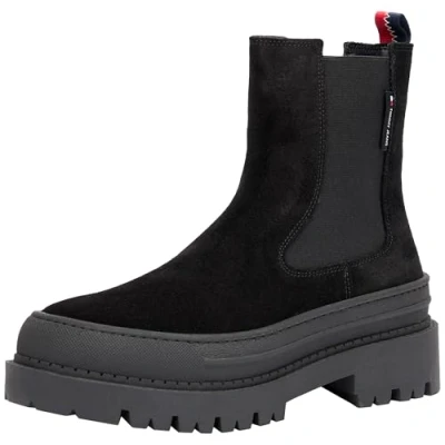 Image of Tommy Jeans Foxing Chelsea Platform ankle boots, Women&#039;s, Size: 6.5, Black Suede